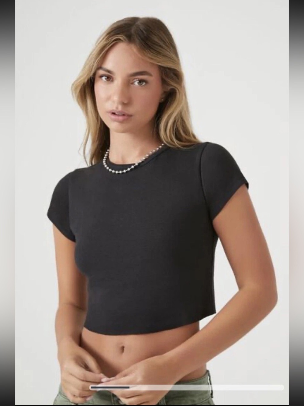 Forever 21 Black Short Sleeve Crop Top baby tee (2) medium NWT!